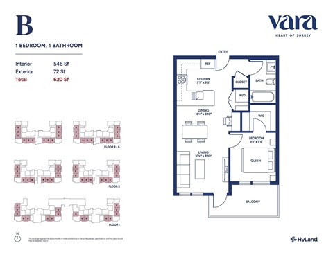 Floor plan for 1 bed, 1 bath, 794 sqft